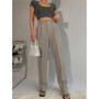 Spring New Office Lady High Quality Elegant Casual Fashion Wide Leg Women Female Pants Hot Sales