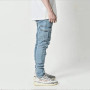 Jeans Men Pants Wash Solid Color Multi Pockets Denim Mid Waist Cargo Jeans Plus Size Fahsion Casual Trousers Male Daily Wear