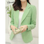 Notched Blazers for Women New Korean Fashion Slim Single Button Suits Office Ladies Long Sleeve Elegant Blazer