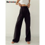 Botvotee High Waisted Wide Leg Pants Women New Korean Fashion High Waisted Bandage Baggy Pants Solid Ladies Casual Pants