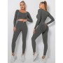 Yoga Sets Women Gym Clothes Seamless Workout Sportswear Yoga Pants Fitness Long Sleeve Crop Top High Waist Leggings Sports Suits