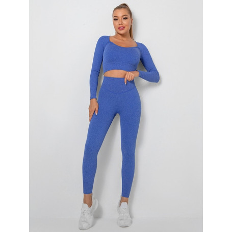 Yoga Sets Women Gym Clothes Seamless Workout Sportswear Yoga Pants Fitness Long Sleeve Crop Top High Waist Leggings Sports Suits