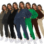Women Tracksuit CorduroySewing Suits Outfit Two Piece Jogging Set Sweatshirt Pants Suit Chandal Mujer Ensemble Femme 2 pièces