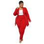 Big Size Office Lady Two-piece Suit Long Sleeves Coat Solid High Waist Pencil Pants Fashion Woman Pants Set 3XL 4XL Autumn