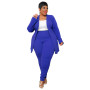 Big Size Office Lady Two-piece Suit Long Sleeves Coat Solid High Waist Pencil Pants Fashion Woman Pants Set 3XL 4XL Autumn