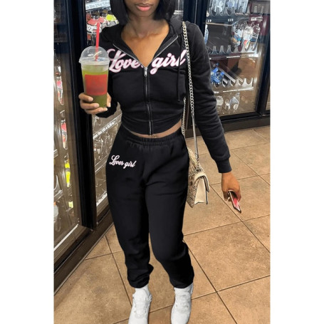 Cropped Hoodie Top Jacket Two Piece Pant Sets Women Winter Fall Clothes Outfit Y2K Streetwear 2 Piece Set Joggers Tracksuit