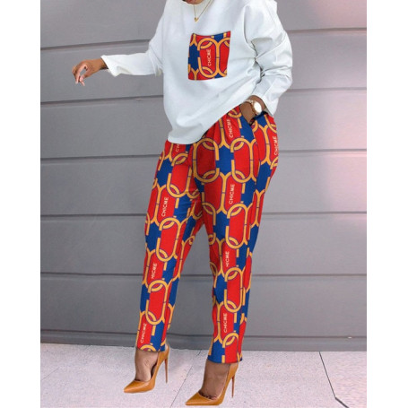 New Suit Tracksuit Patchwork Women Spring Autumn Casual Pocket Ladies Set O-Neck Long Sleeve Loungewear Streetwear Outfit
