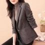Dark Gray Thickened Suit Coat Women's Wool Coat Autumn Winter One Button Fashion Long Sleeve Woolen Suit Coat Female Blazer