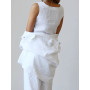 Cotton Linen Vest Shirt Pants 3 Pieces Set Women Summer White Blouses Crop Top Wide Leg Pants Suit Outfit Fashion Lady Homewear