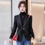 Spring Women Sequined Small Blazer Feminino Shining Pockets Long Sleeve Outerwear Vintage Female Casual Office Lady Work Tops