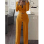 Sets Women Summer Spot Europe  long-sleeved cardigan button morality leisure suit buttons long pant Casual CKX9141
