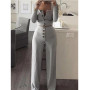 Sets Women Summer Spot Europe  long-sleeved cardigan button morality leisure suit buttons long pant Casual CKX9141