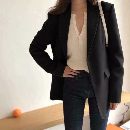 GOOHOJIO  Oversized Office Lady Jackets for Women Temperament Female Blazers Autumn Casual Long Sleeve Blazer Overcoats