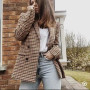 Xitimeao  Women Fashion Office Wear Double Breasted Blazers Coat Vintage Long Sleeve Pockets Female Outerwear Chic Tops