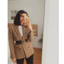 Xitimeao  Women Fashion Office Wear Double Breasted Blazers Coat Vintage Long Sleeve Pockets Female Outerwear Chic Tops