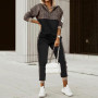 Women Elegant Zipper Sweatshirt Pullover & Elastic Waist Pants Tracksuit Casual print Sports Suit Spring Autumn 2pcs Sets