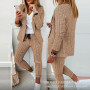 Women's 2-piece Set Office Lady Suit Jacket Casual Business Interview Suit Long Sleeve Blazer Set Pencil Pant Fashion Chic Coats