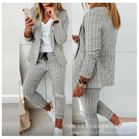 Women's 2-piece Set Office Lady Suit Jacket Casual Business Interview Suit Long Sleeve Blazer Set Pencil Pant Fashion Chic Coats