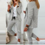 Women's 2-piece Set Office Lady Suit Jacket Casual Business Interview Suit Long Sleeve Blazer Set Pencil Pant Fashion Chic Coats