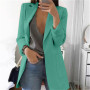Women Elegant Slim Casual Solid Business Blazer Bodycon Long Blazers Jacket Ladies Spring Autumn Suit 5XL