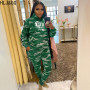 HLJ&GG Fashion Camouflage PINK Letter Print Tracksuits Women Hooded Long Sleeve Sweatshirt + Jogger Pants Two Piece Sets Outfits