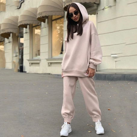 Fashion Women Two Piece Set Casual Fleece Tracksuit Winter  Women's Sets Hooded Long Sleeve Hoodie Sport Pants Lady Suit