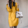 Oversized Sweater Dresses Women Elegant Autumn Winter Dress Turtleneck Long Sleeve Warm Loose Knitted Sweater Knee-length Dress