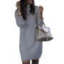 Oversized Sweater Dresses Women Elegant Autumn Winter Dress Turtleneck Long Sleeve Warm Loose Knitted Sweater Knee-length Dress