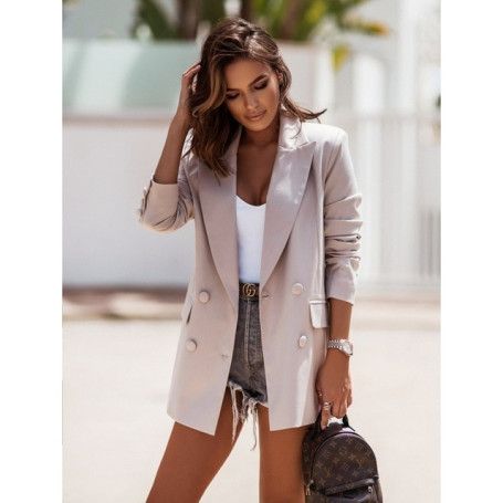 woman suit autumn/winter long sleeve double-breasted buttons pocket Solid color woman's Suits