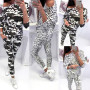 Women Tracksuit Long Sleeve Camouflage Top Pants Casual Leopard Hoodies Sweatshirt Long Pants 2pcs Fashion Sets