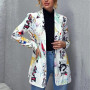 Vintage Graffiti Printing Blazer Women Jacket High Street Fashion  New Spring Plus Size Elegant Lady Coat American Stylish