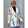 Vintage Graffiti Printing Blazer Women Jacket High Street Fashion  New Spring Plus Size Elegant Lady Coat American Stylish