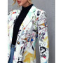 Vintage Graffiti Printing Blazer Women Jacket High Street Fashion  New Spring Plus Size Elegant Lady Coat American Stylish