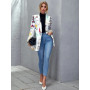 Vintage Graffiti Printing Blazer Women Jacket High Street Fashion  New Spring Plus Size Elegant Lady Coat American Stylish