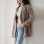 Spring/autumn Korean Style Women Long Sleeve Single Button Blazer Notched Neck Cotton Linen Long Coat W555