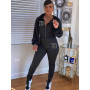 Activewear Letter B Print Track Suits for Women 2 Piece Zipper Hooded Long Sleeve Crop Jackets with High Waist Jogger Sweatpant