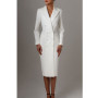 Women's Suit Long Blazer Double Breasted Jacket White Tuxedo Party Point Lapel Clothes спортивный костюм женск