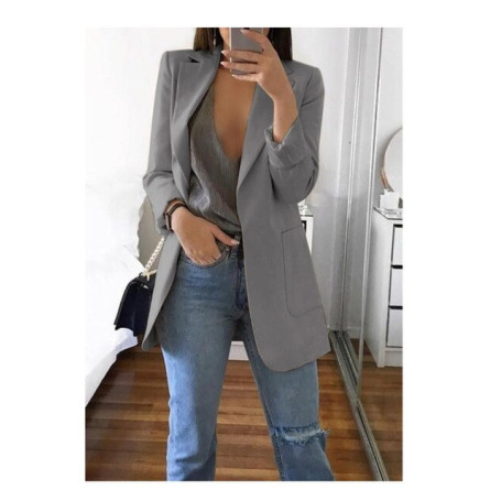 Ladies Professional Office Lapel Cardigan Temperament ropa mujer Suit Jacket Casual Blazer Women Lady coat  Solid