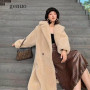 Women Winter Faux Fur Warm Long Coat Vintage Long Sleeve Fur Jacket Female Thick Teddy Bear Coat Casual Loose Oversize Outwears