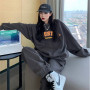 Fashion leisure sports suit women  spring and autumn new American hip-hop style loose sweater and trousers two-piece suit