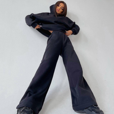 Women Warm Tracksuit 2 Piece Set Casual Trouser Suits 2022 Autumn Pullover Sweatshirts Suits Female Oversized Hoodie Sportswear