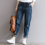 Spring Autumn Women Jeans Mom Stretch Streetwear Harem Jeans Denim Trousers For Women  Loose Ankle Length Pants