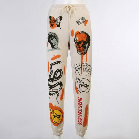 Women Sweatpants Joggers Y2K Harajuku Cartoon Skull Printed Streetwear Sweatpants Pants Casual High Waist Sweatpants 2022 Winter