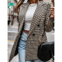 Vintage Plaid Women Blazer Long Sleeve Double Breasted Jacket  Spring Casual High Street Office Lady Coat American Stylish