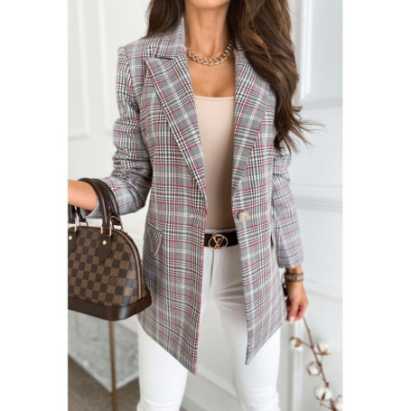 Plaid Print Blazer Women Jacket High Street Fashion  Spring New Plus Size Elegant Office Lady Coat Vintage American Stylish