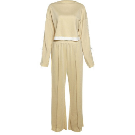 TYBURN Casual Autumn Winter Pullover Sweatshirt Women's Fashion Strap Long Sleeve Panel Loose Two Piece Sweatshirt Hoodie