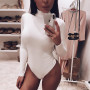 Sexy streetwear be long sleeve women sexy bodysuit female Autumn Winter Women Mock Neck Outerwear Slim Fashion Solid Body Suit