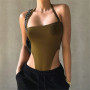 Sleeveless Knit Bodysuit Hot Summer Sexy Bodycon Off Shoulder Halter Tops Casual Street Bodice For Women ClubWear