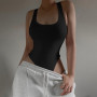 Sleeveless Knit Bodysuit Hot Summer Sexy Bodycon Off Shoulder Halter Tops Casual Street Bodice For Women ClubWear
