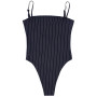 Spaghetti Straps Stripe Slash Neck Backless Sexy Bodycon Bodysuit Women Fashion Body 2019 Summer